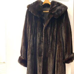 Mahogany Mink Coat with Shawl Collar